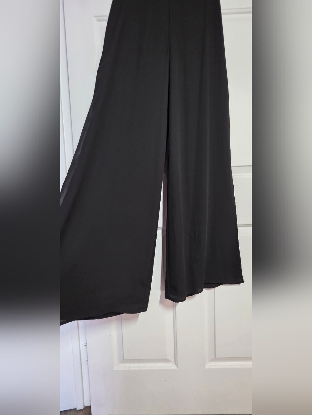 Zara Side Slit Wide Leg Black Lightweight Pants - Picture 5 of 12
